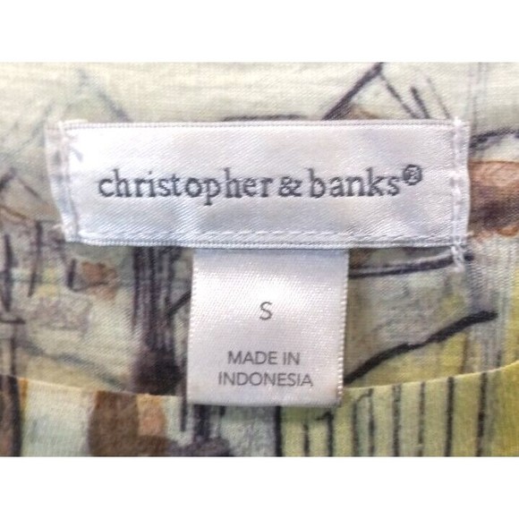 Christopher & Banks 3/4 Sleeve Tee Small Watercolor Italian Scene Graphic Print - Picture 7 of 9